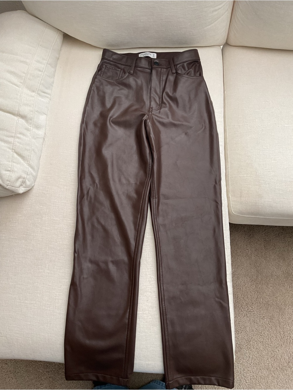 Abercrombie & Fitch Brown Faux Leather High-Rise Skinny Pants - Picture 6 of 7